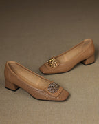 Lizar - Perforated Rhinestone Pumps