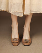 Lizar - Perforated Rhinestone Pumps