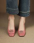 Lizar - Perforated Rhinestone Pumps