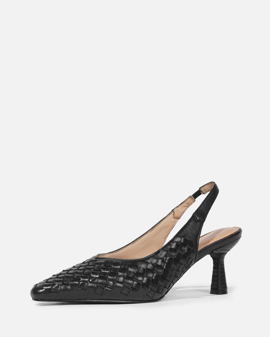 Misora - lammskinn vävda slingbacks