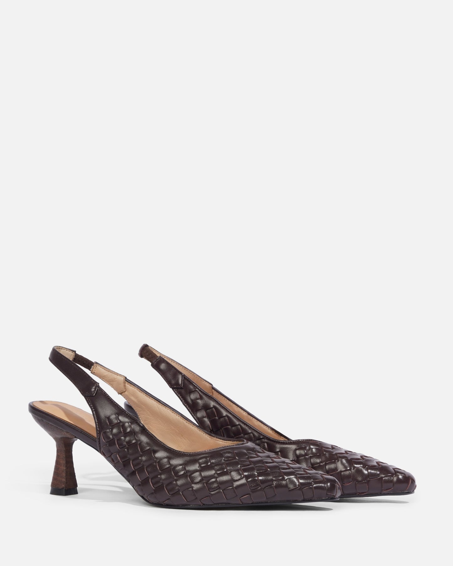 Misora - lammskinn vävda slingbacks