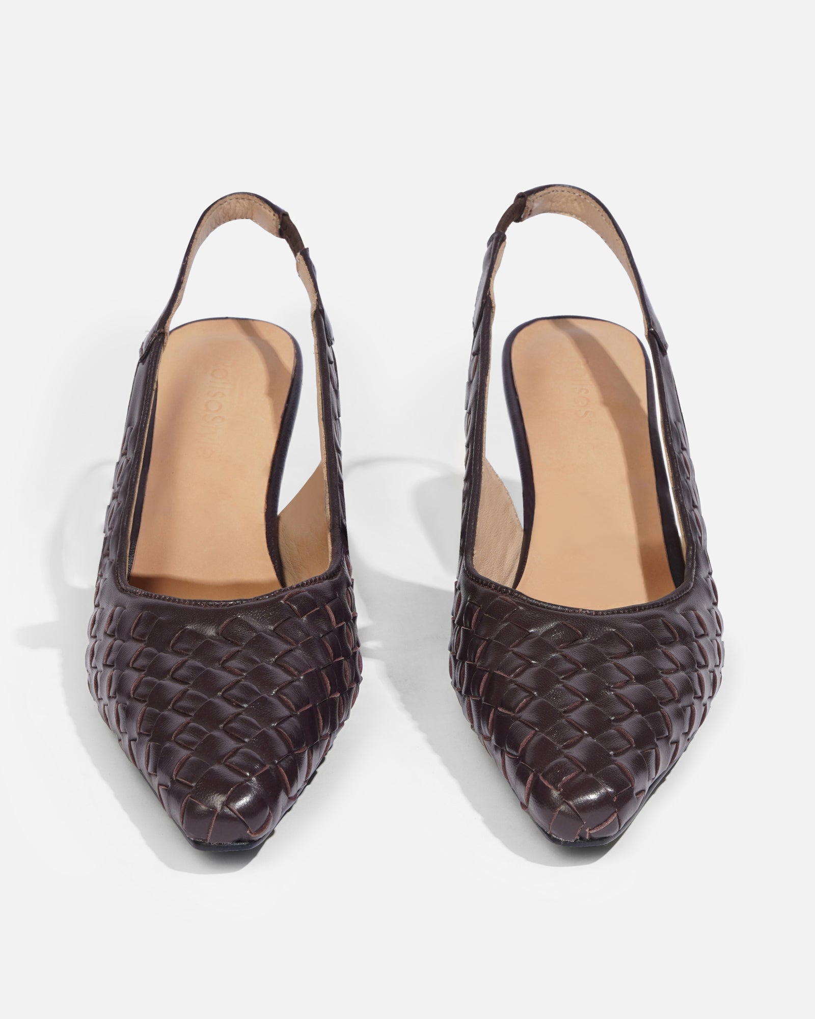 Misora - Zapatillas tejidas de piel de cordero con tira trasera