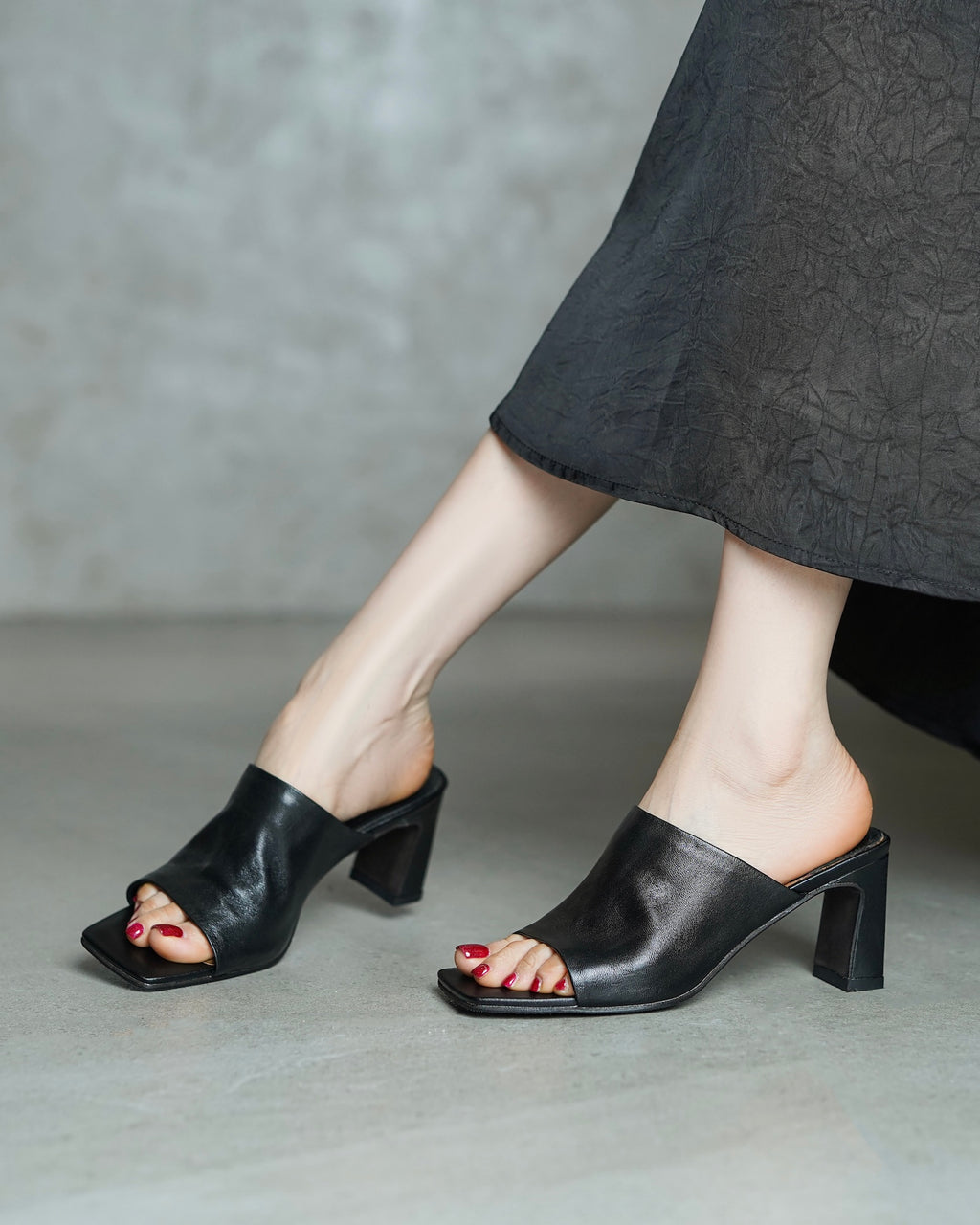 Rona - Horsehide Heeled Mules