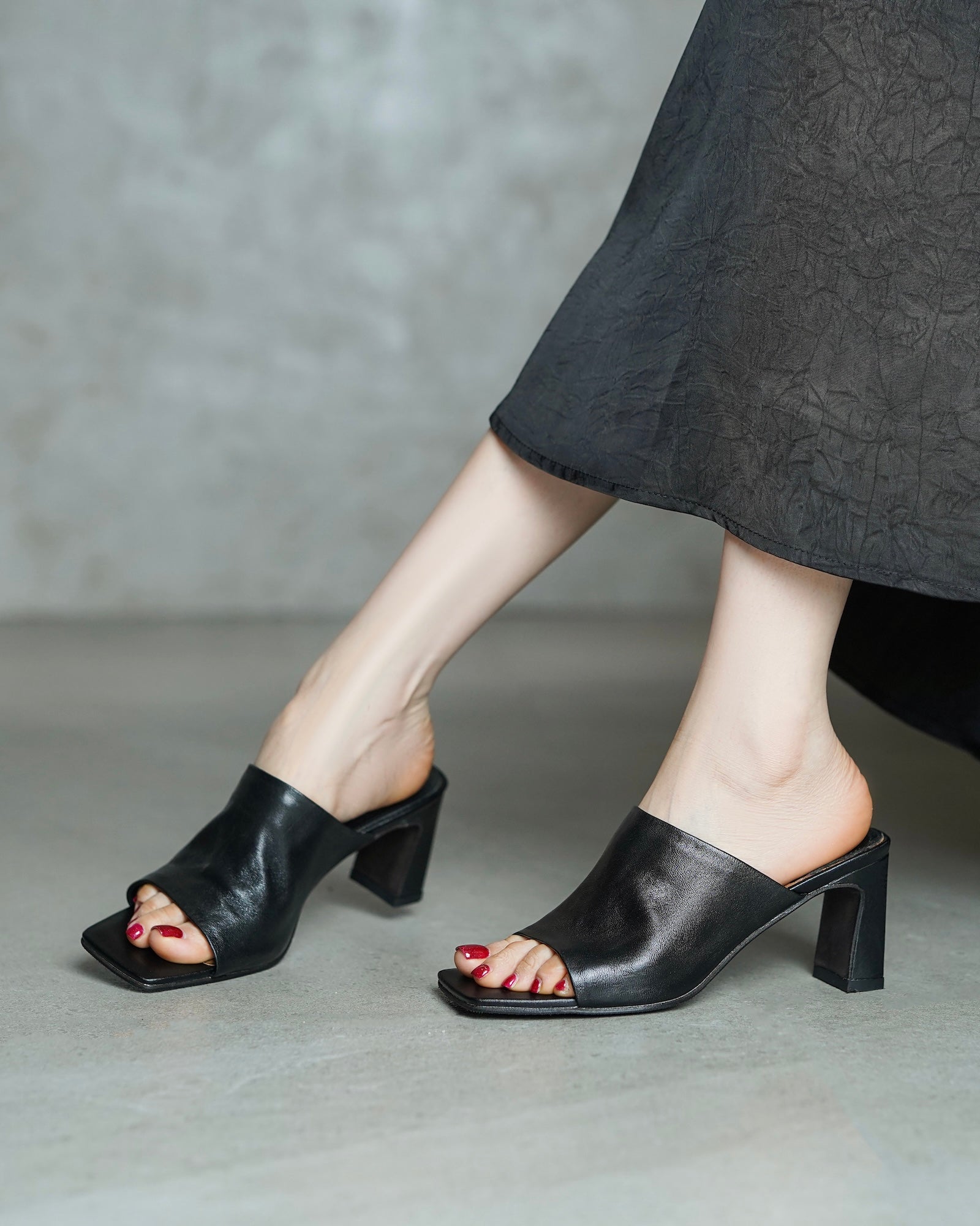 Rona - Horsehide Heeled Mules