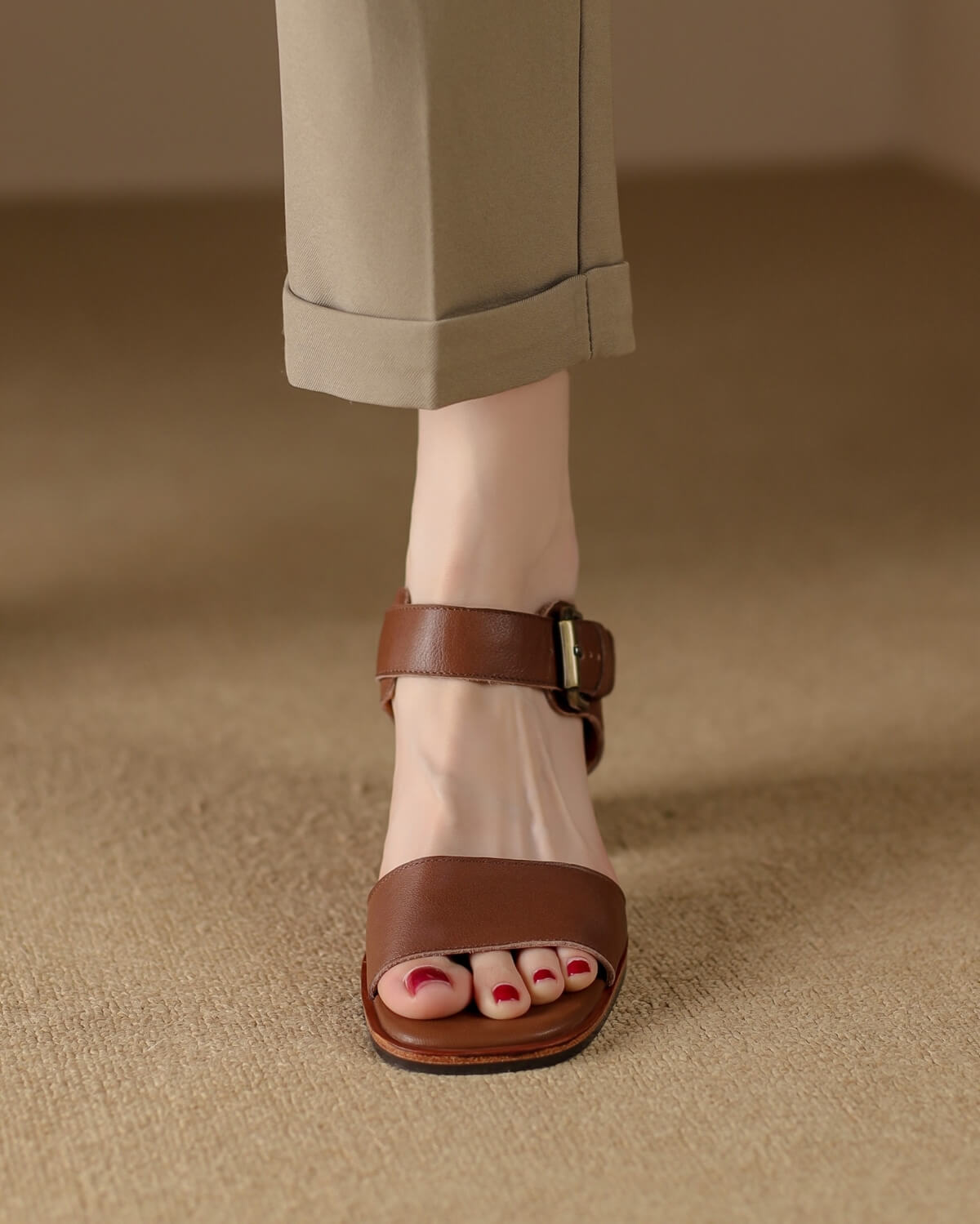 Santo-brown-leather-sandals-model-1