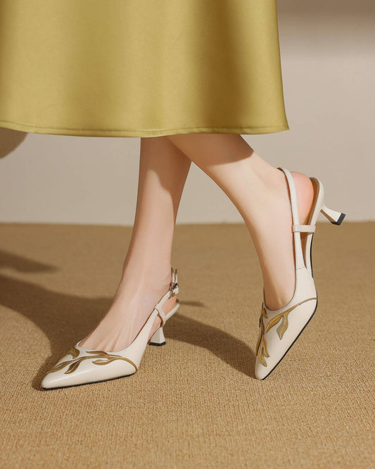 Satna - Embroidery Slingbacks