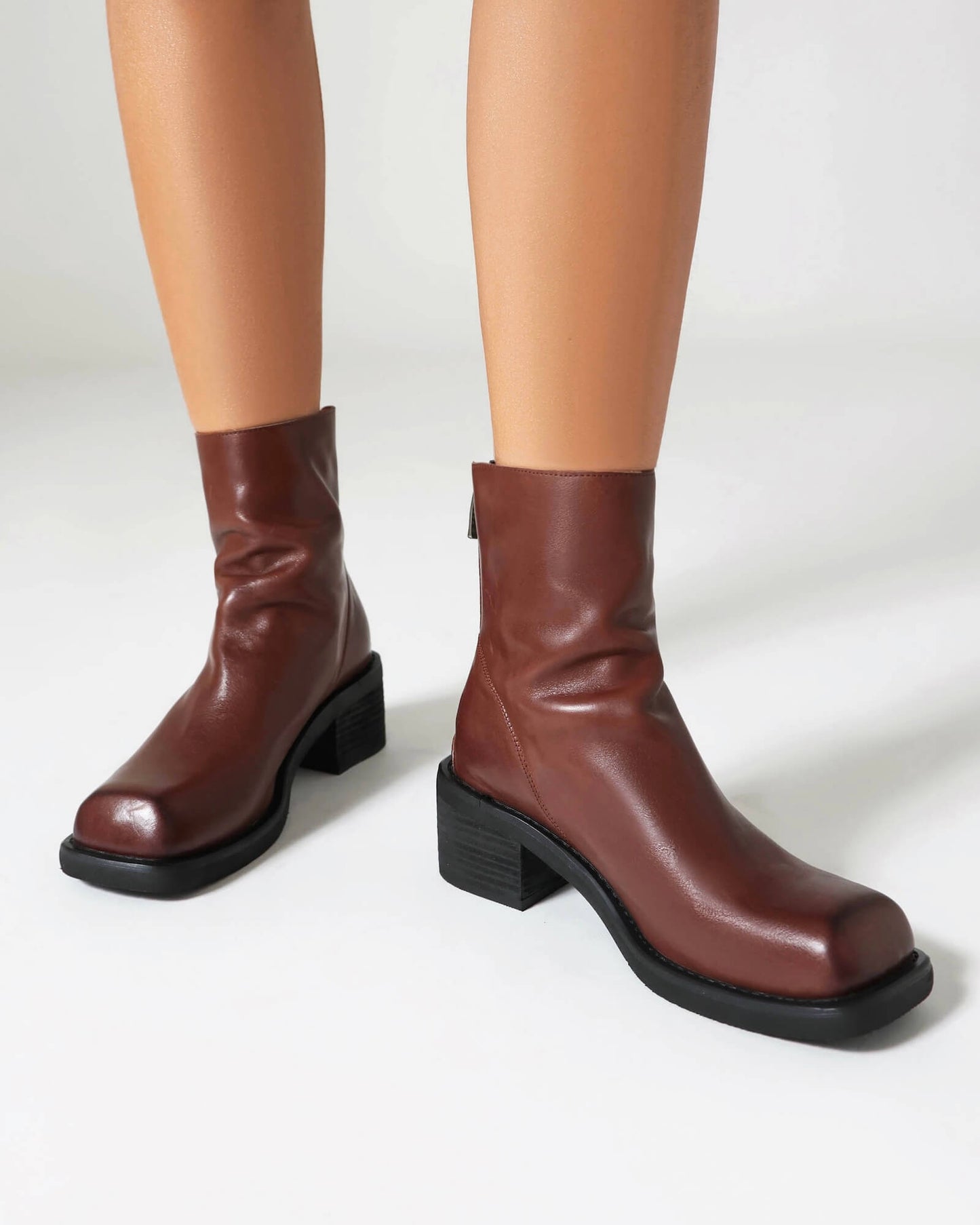 Vefa-Square-Toe-Brown-Leather-Boots-model-1
