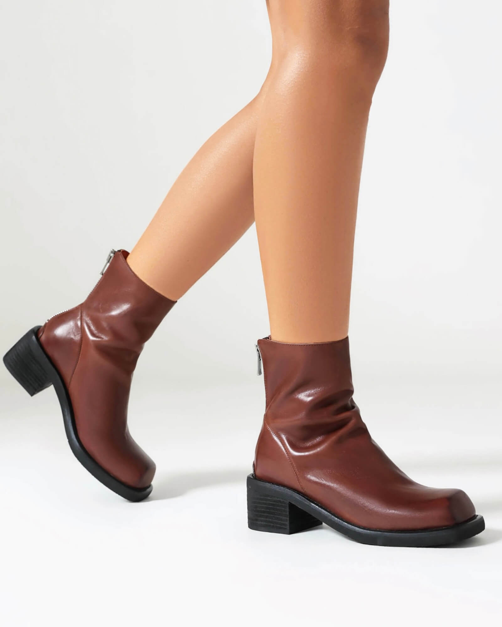 Vefa-Square-Toe-Brown-Leather-Boots-model-2