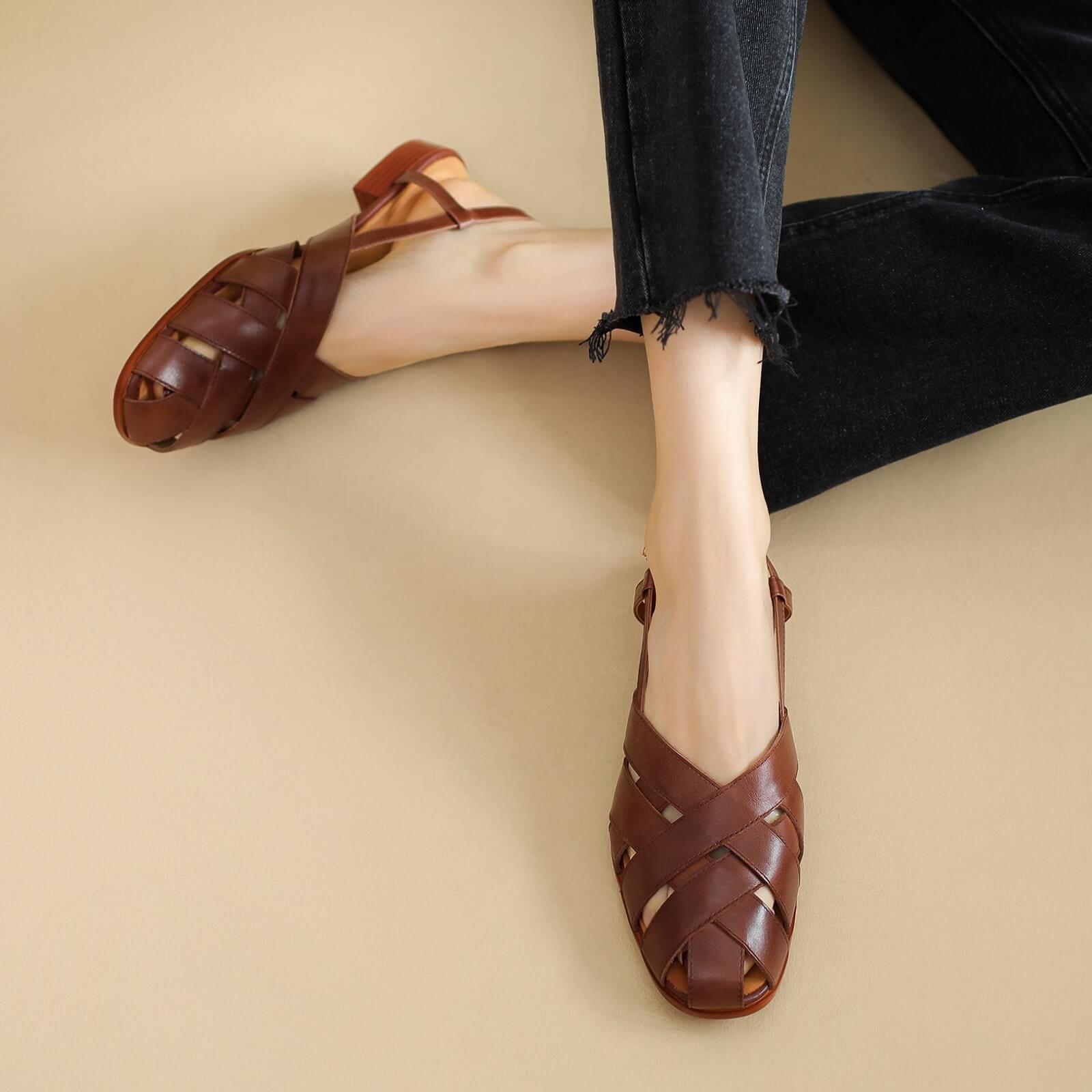 Velda-Women-Brown-Leather-Fisherman-Sandals-Model-1