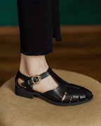 Boca-Black-Leather-Woven-Fisherman-Sandals-Model