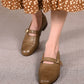 Elina-Khaki-Leather-Loafers-Model