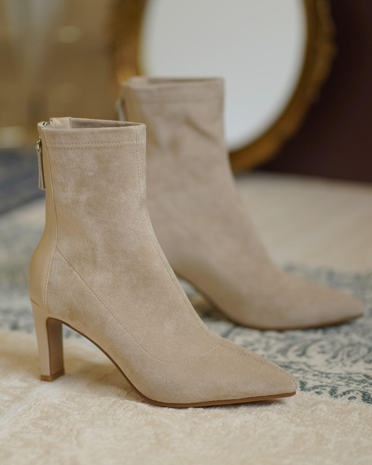 Emie-Beige-Stretch-Ankle-Boots-1