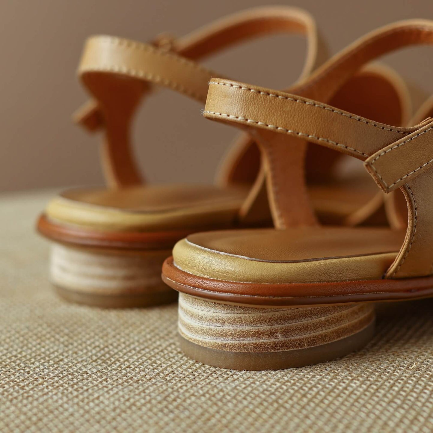 Gupa-Tan-Leather-Low-Heel-Sandals-4
