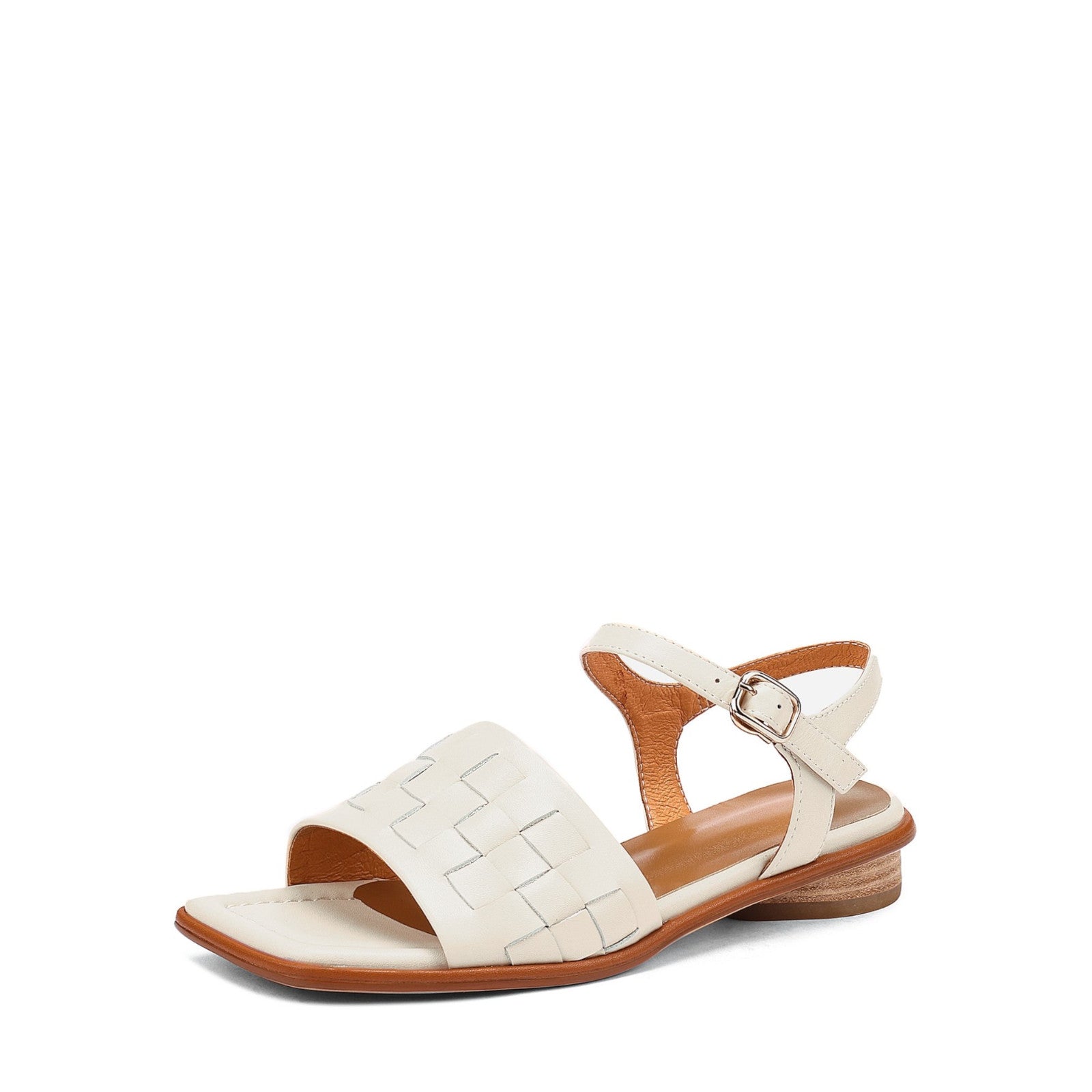 Gupa-White-Leather-Low-Heel-Sandals