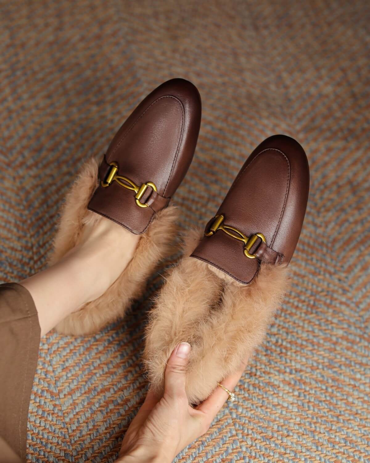 Loafer slippers with fur new arrivals