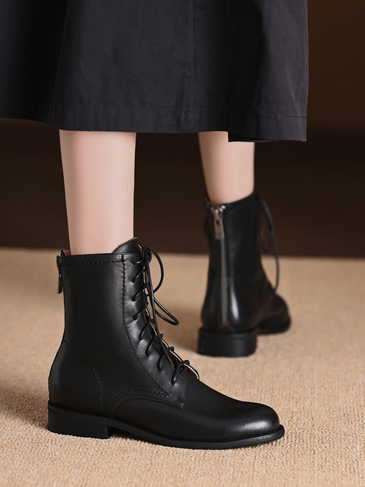 Iven-Black-Leather-Combat-Boots-Model-1