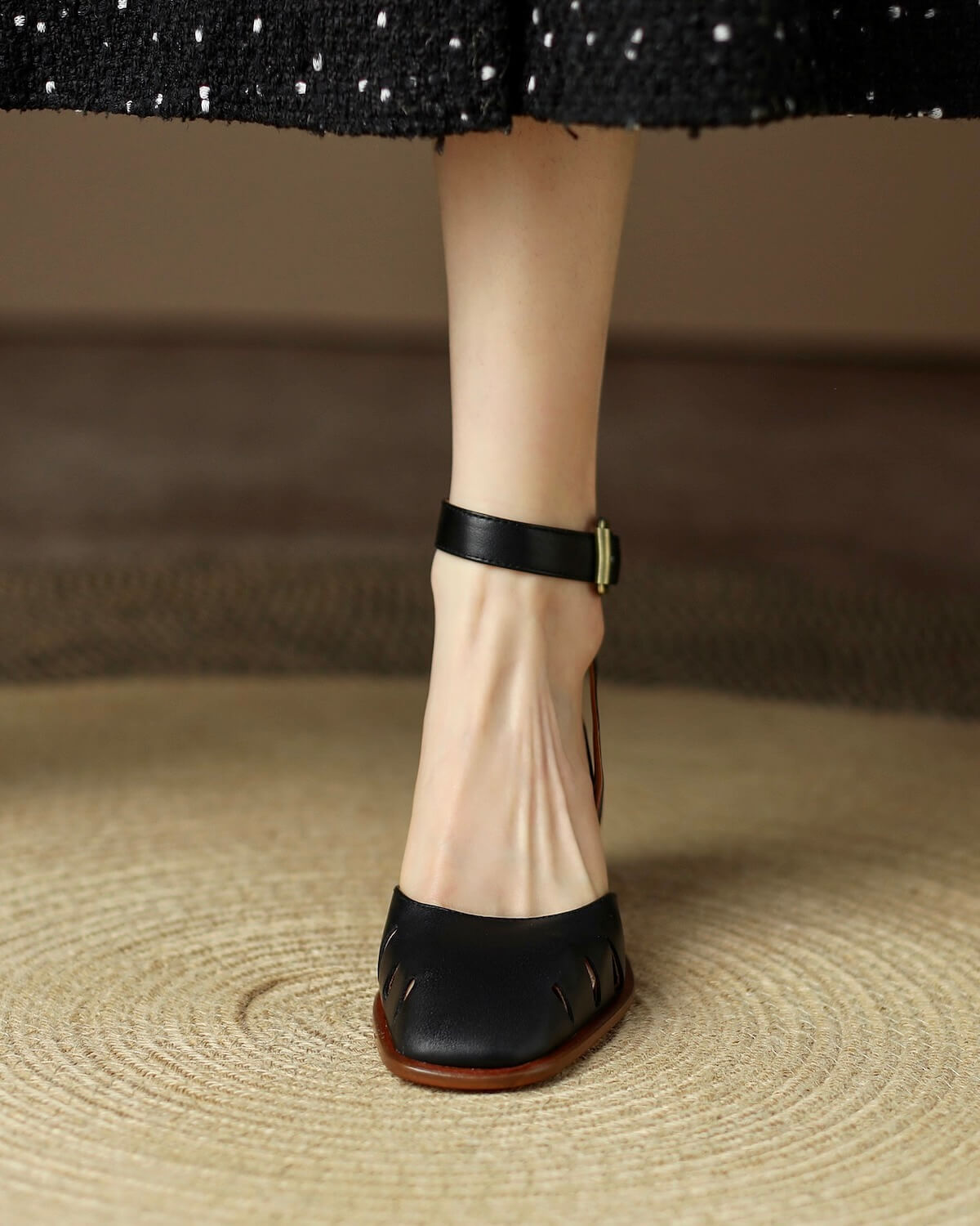 Kala-black-leather-ankle-strap-heels-model-1