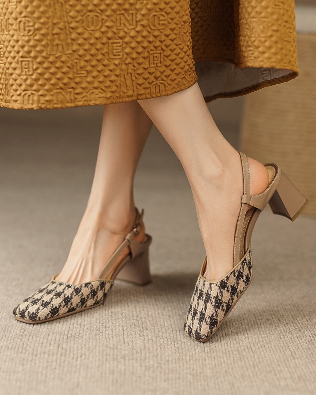 Plaid store slingback shoes