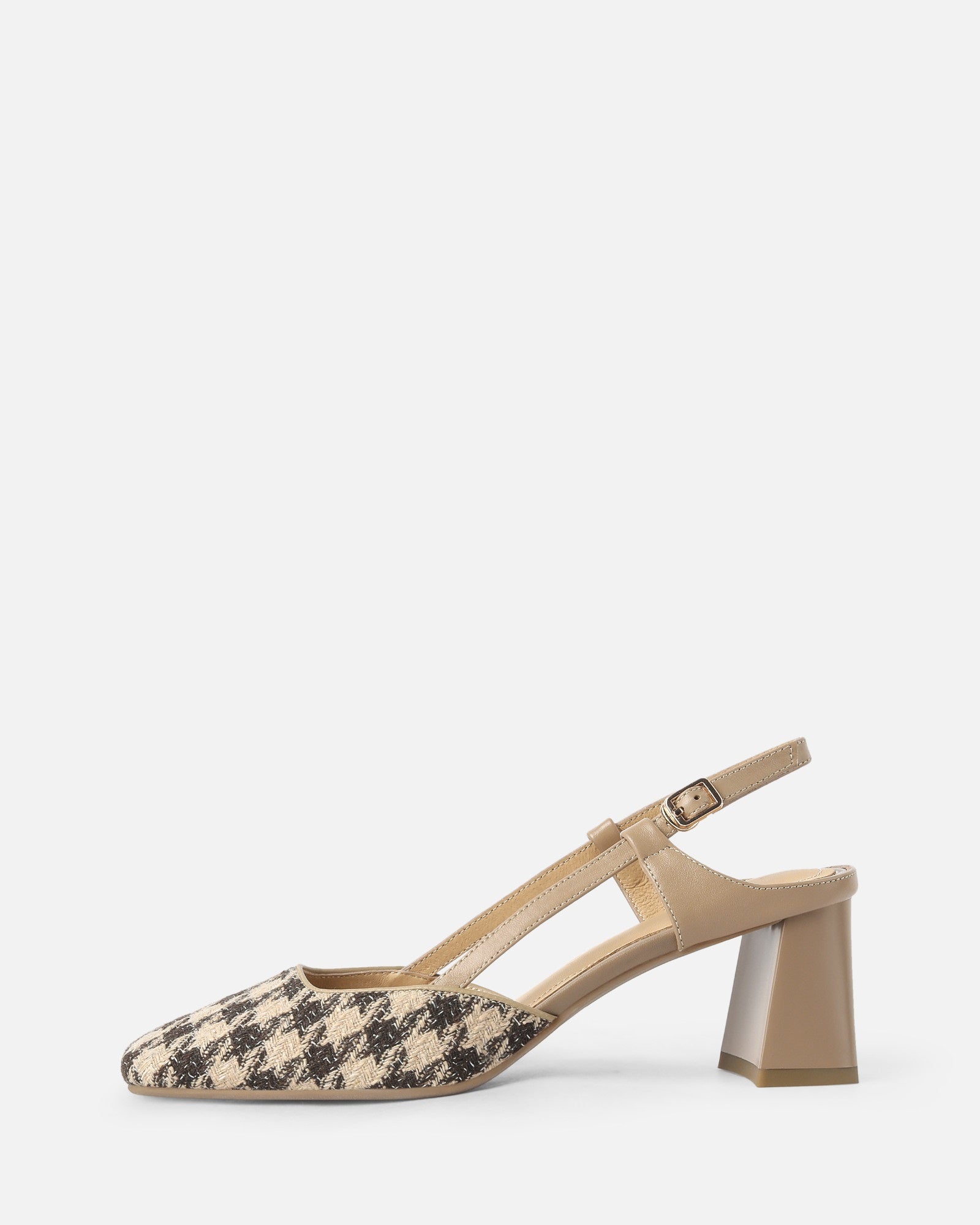 Kena Plaid Slingback Heels Nude US 7.5 UK 5.5 EU 38