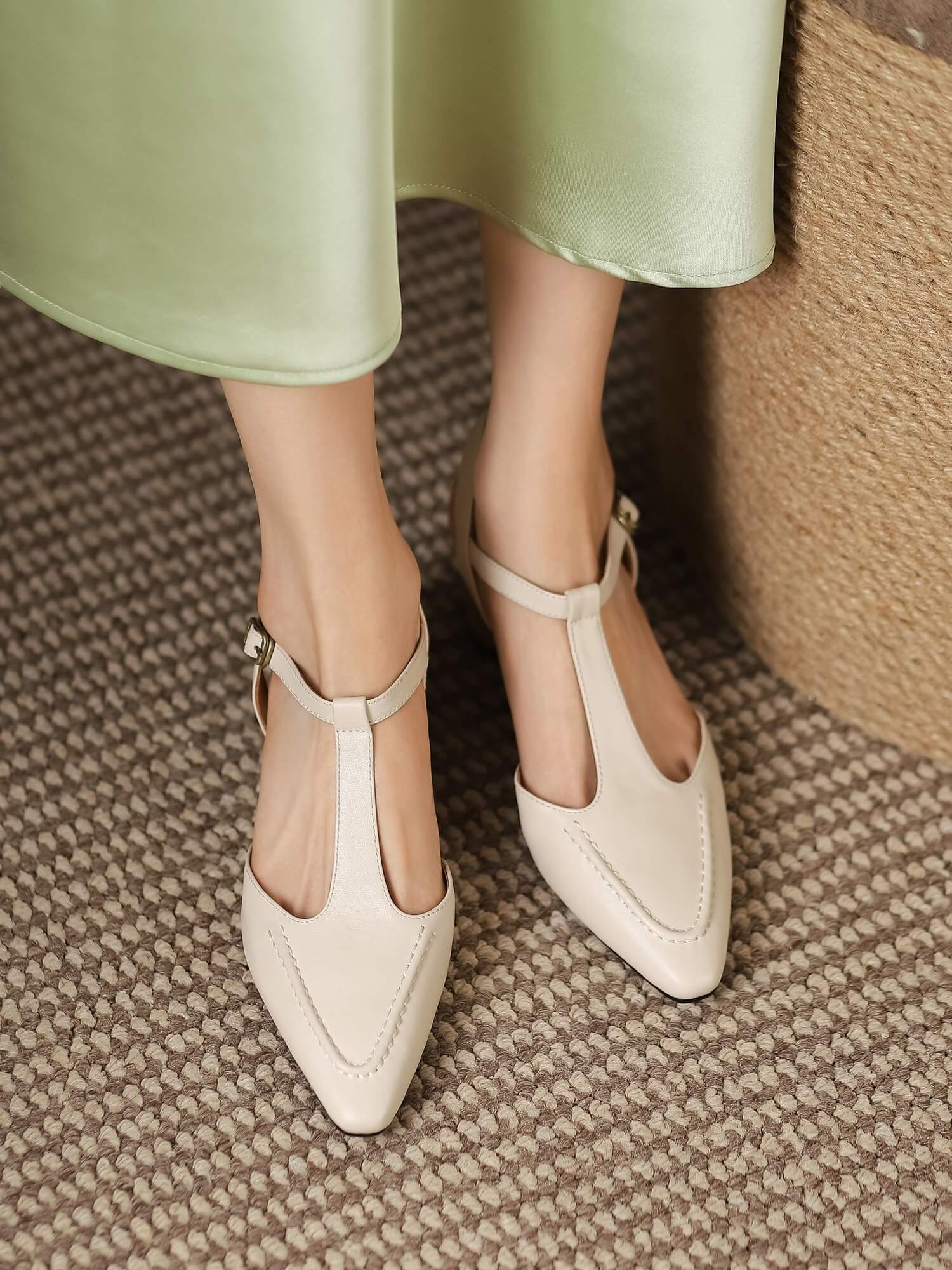 Loka-White-T-Strap-Leather-Pumps-Model-1