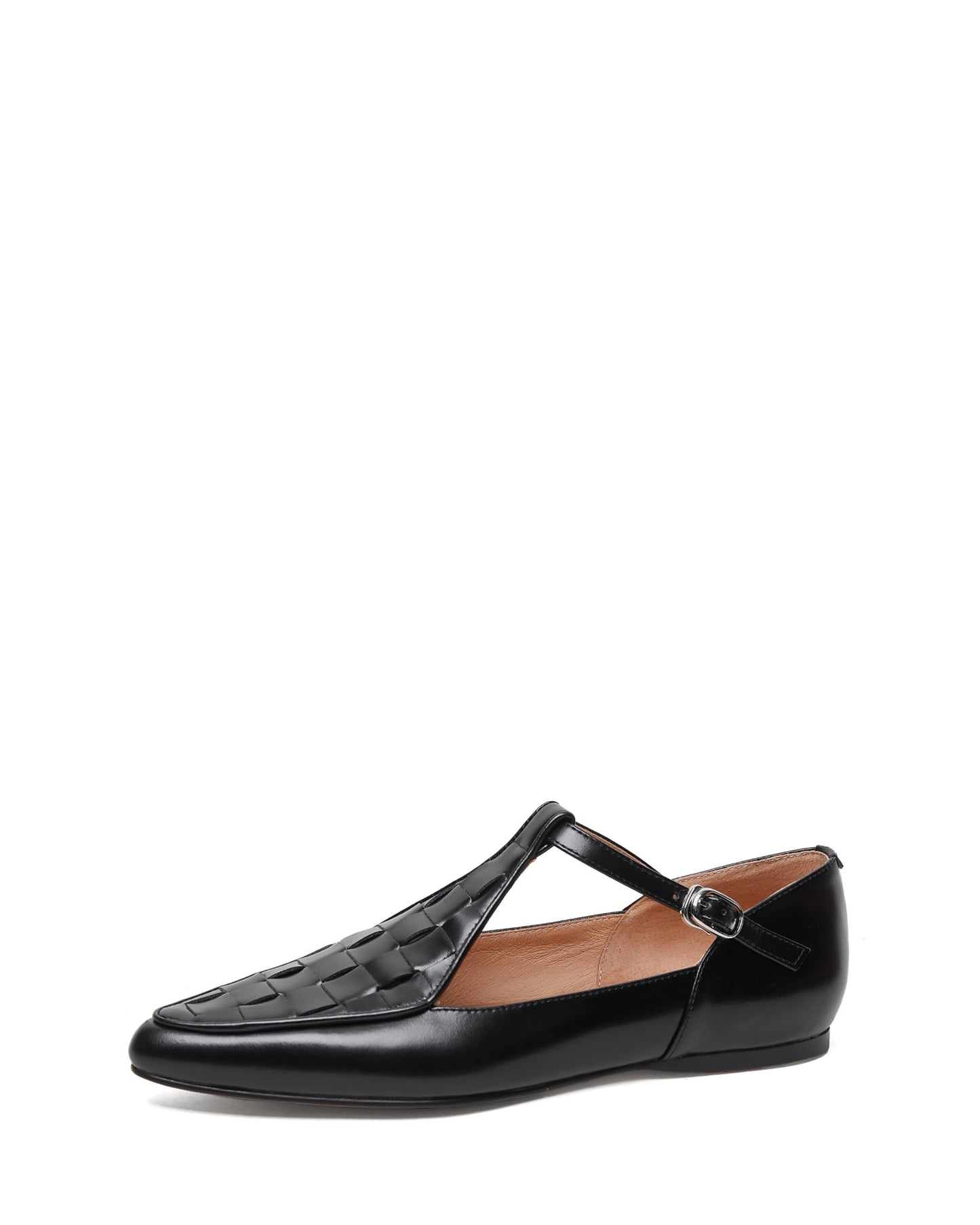 Mons-T-Strap-Woven-Leather-Loafers-Black