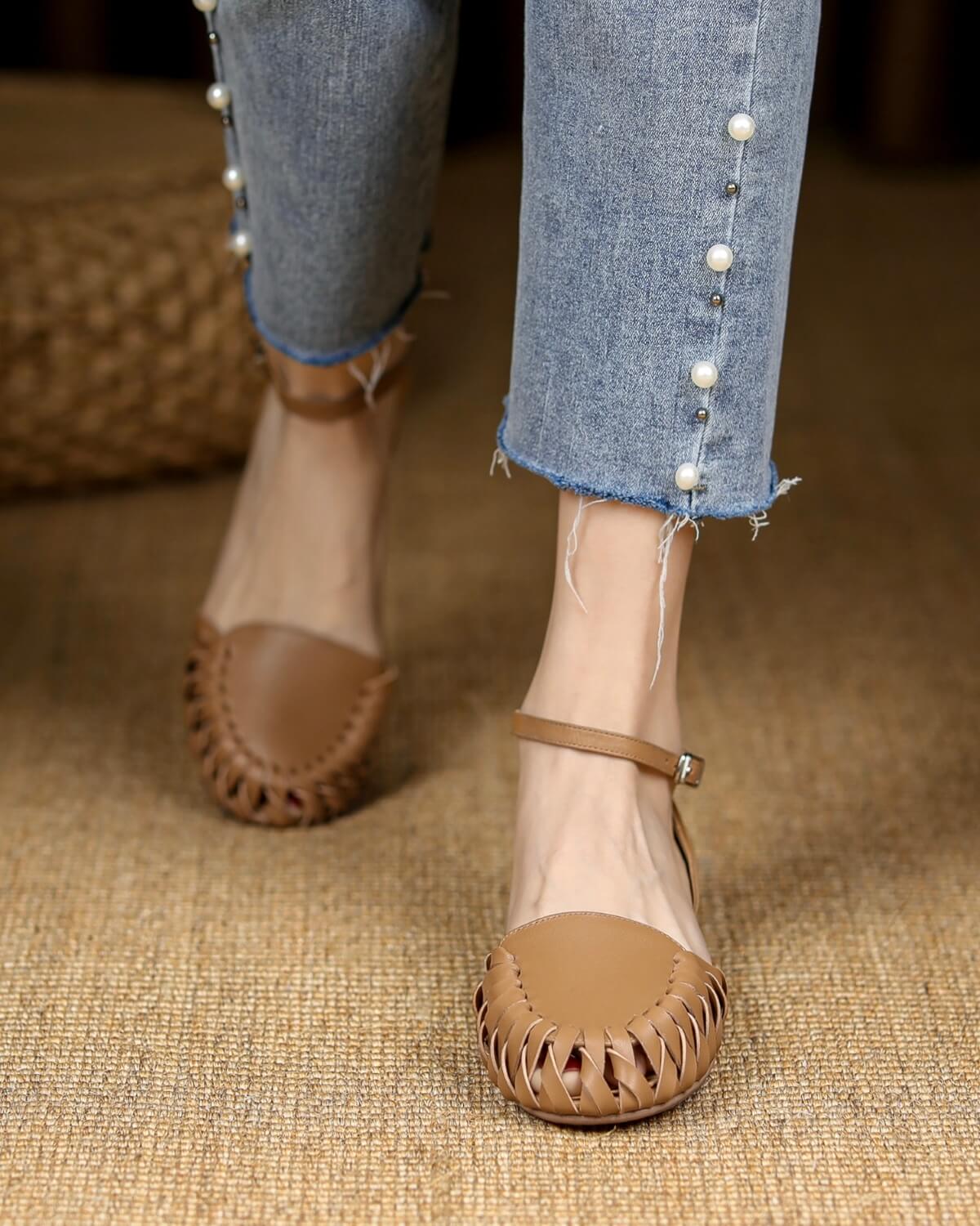 Woven peep toe online sandals