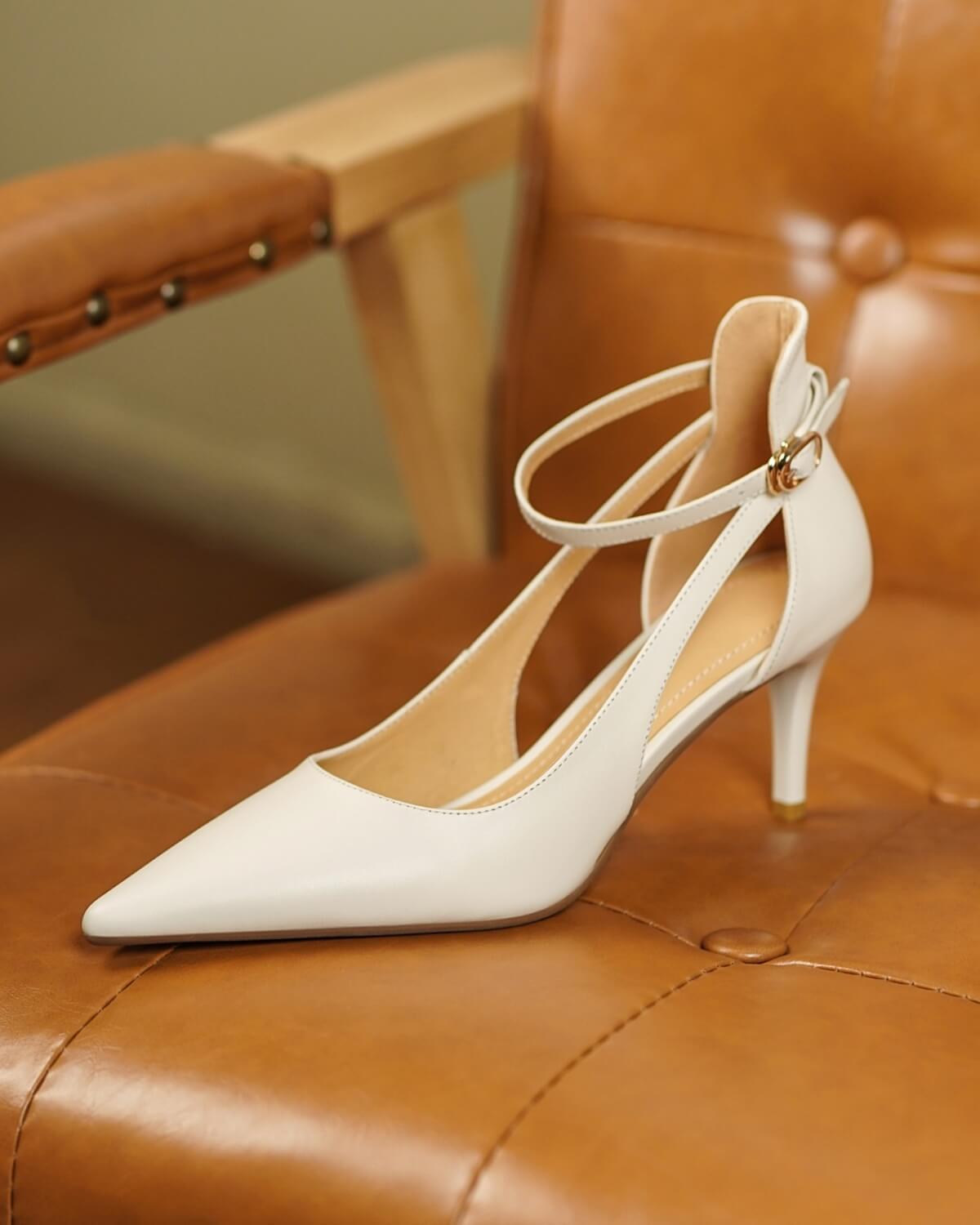 Classic Peep Toe Ankle Strap White Wedding Platform Shoes | Tajna Shoes –  Tajna Club