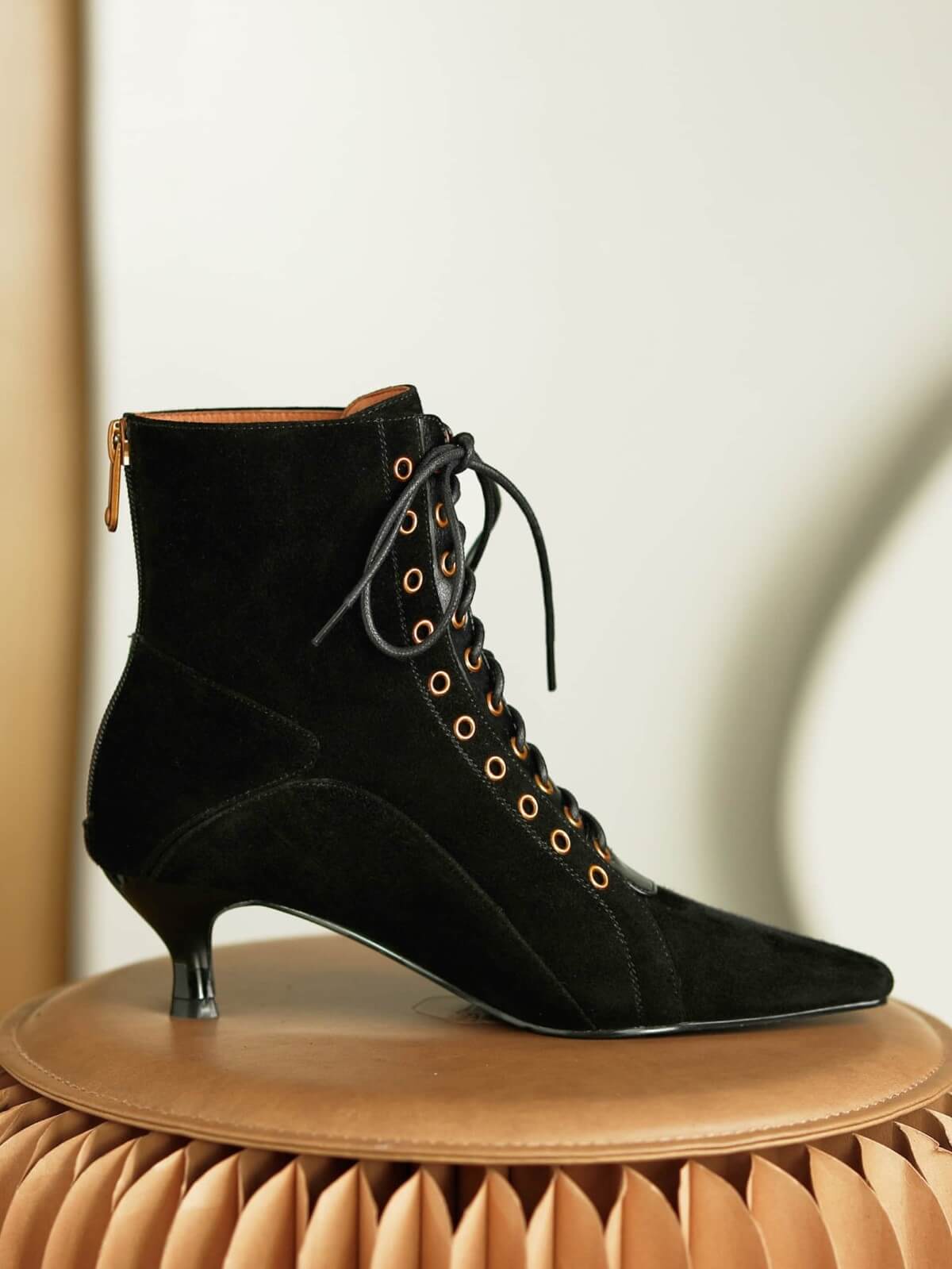 Lace up black hot sale booties with heel