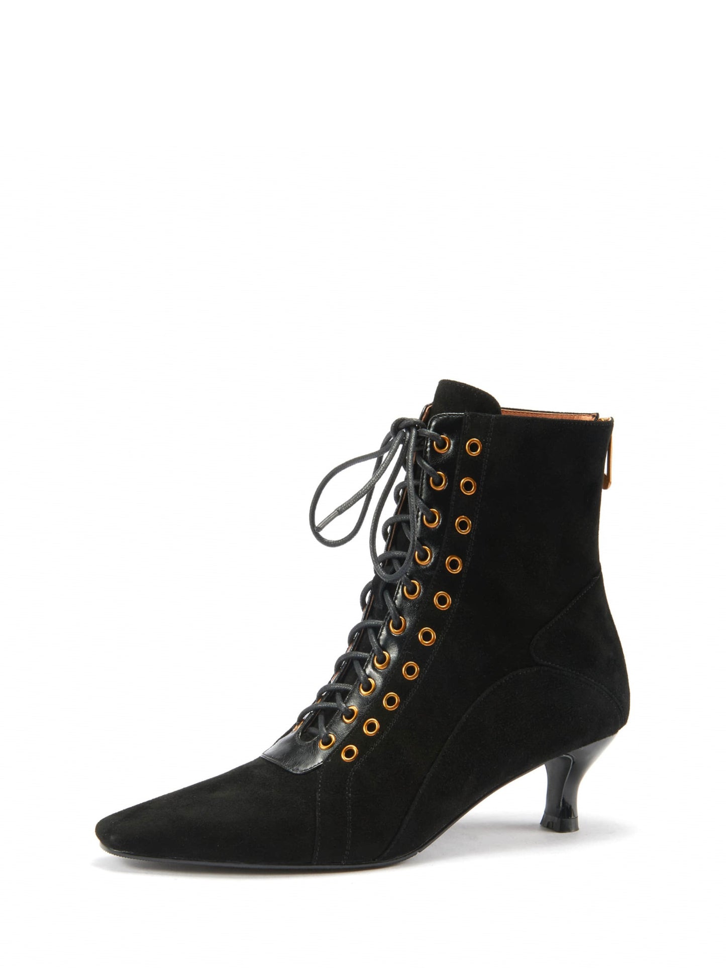 ROLISA-Eloy-Lace-Up-Kitten-Heel-Suede-Boot-Black