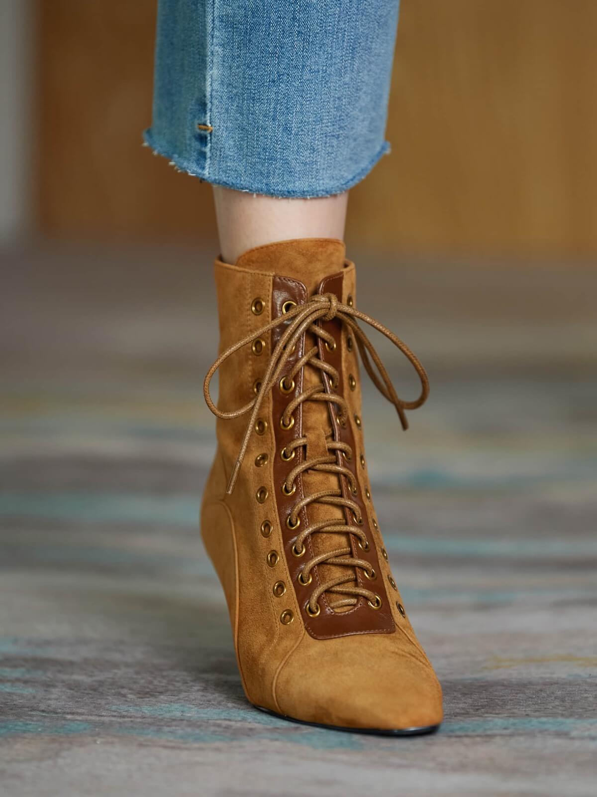 ROLISA-Eloy-Lace-Up-Kitten-Heel-Suede-Boot-Brown-Model