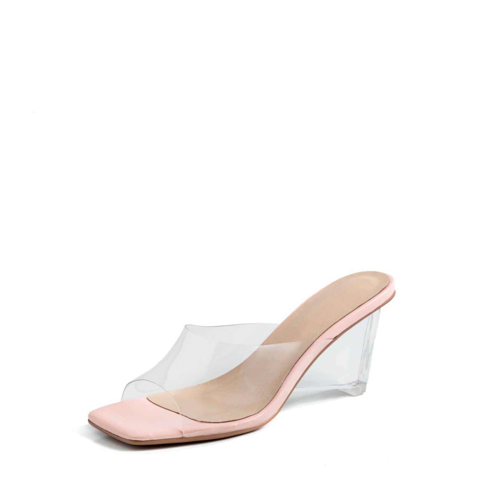Womens Summer Thick Heels Crystal Transparent High Platform Buckle Straps  Shoes | eBay