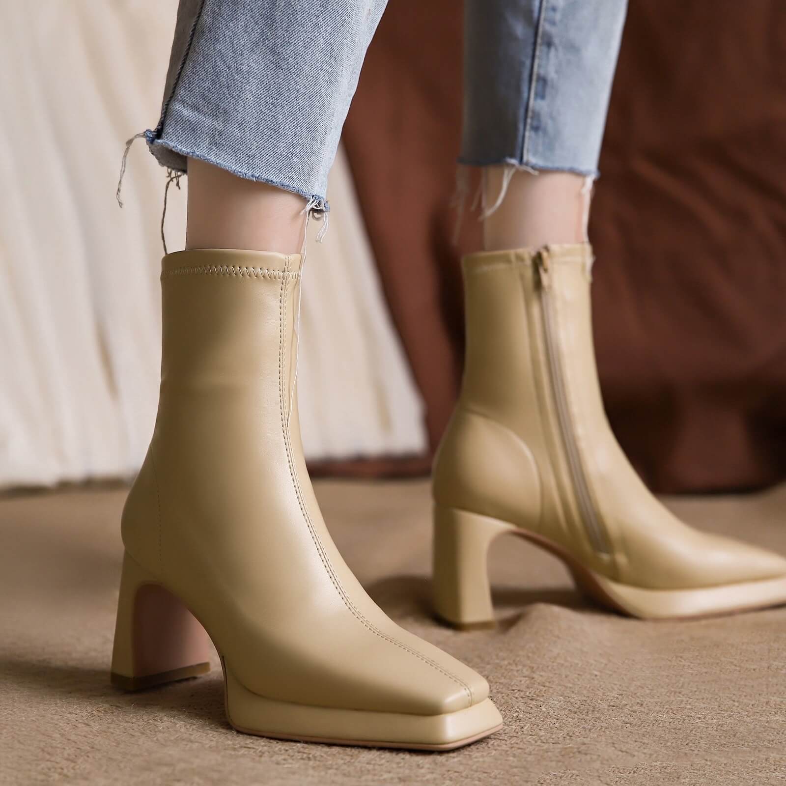 激安正規販売店 _Fot フォート heel boots square | thetaiwantimes.com