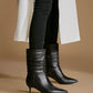 ROLISA-Milo-Slouchy-Ruched-Leather-Kitten-Heels-Mid-Calf-Boots-Black-Model-3