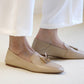 ROLISA-Ville-Tassels-Round-Toe-Flat-Loafers-Nude-Leather-Model