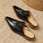 Saff-Black-Ruched-Leather-Mules-1