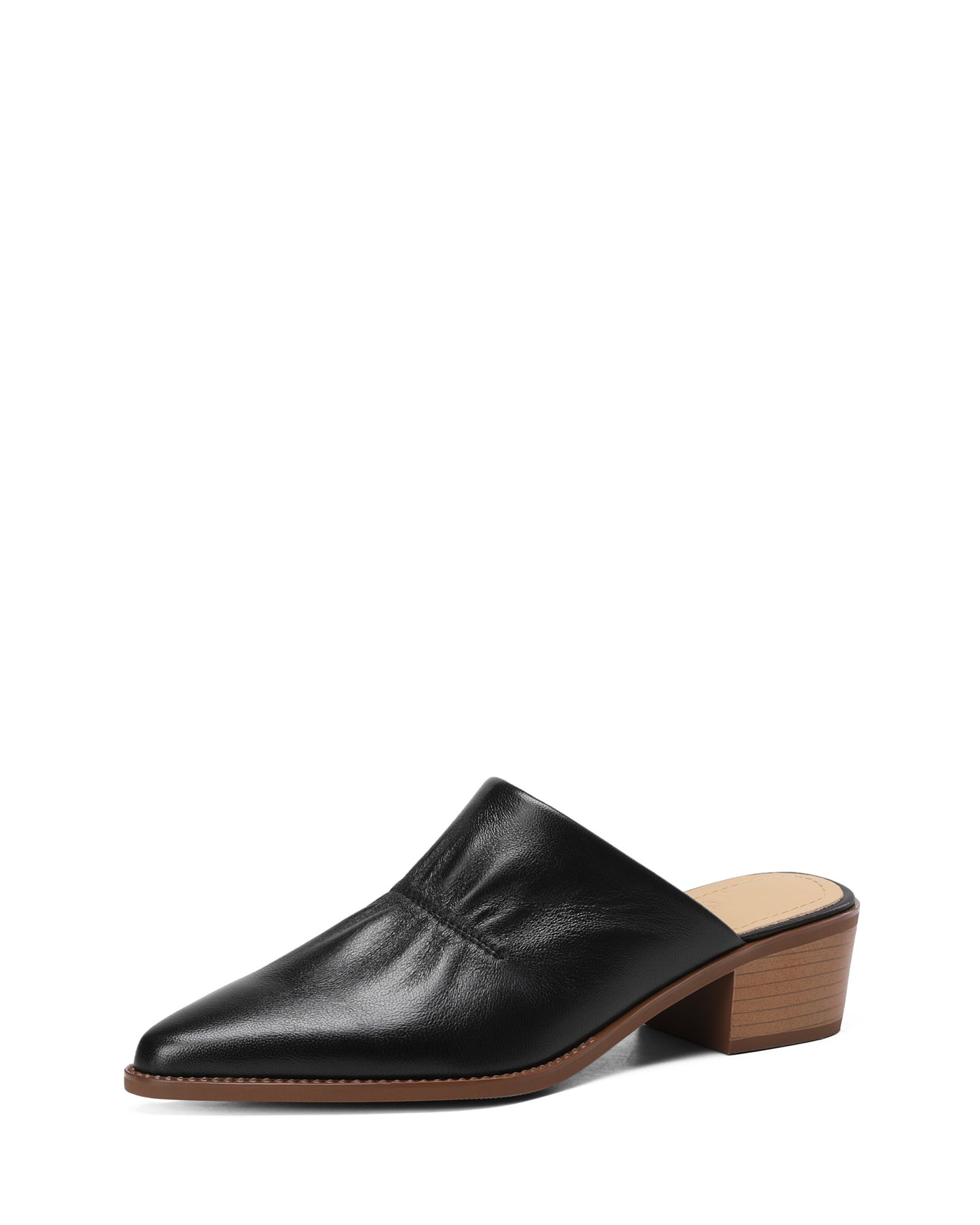 Saff-Black-Ruched-Leather-Mules