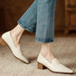 Saff-Ruched-Beige-Leather-Loafers-Model-1