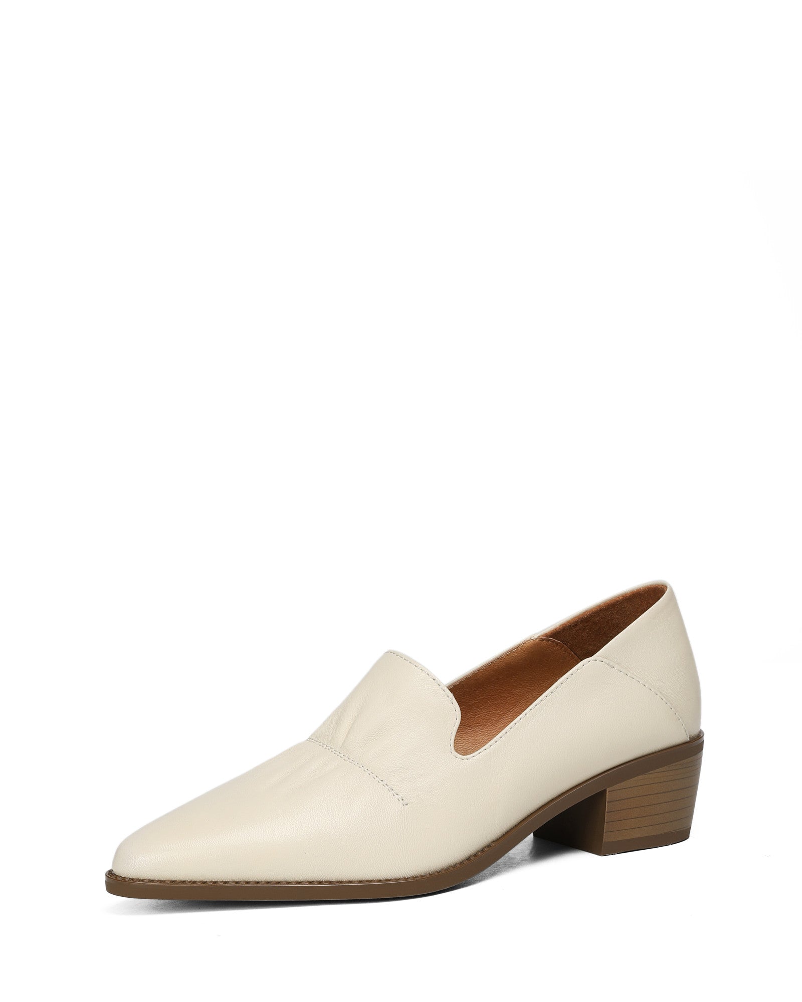 Saff-Ruched-Beige-Leather-Loafers