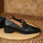 Saff-Ruched-Black-Leather-Loafers-1