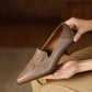 Saff-Ruched-Nude-Leather-Loafers-Model
