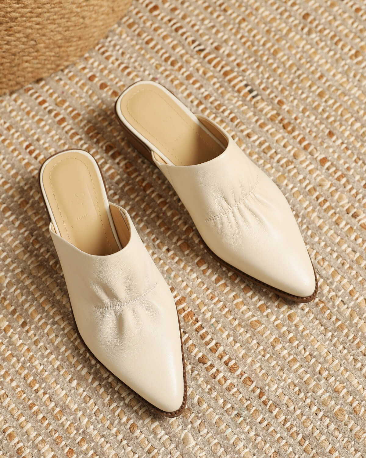 Saff-White-Ruched-Leather-Mules-1