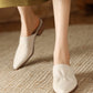 Saff-White-Ruched-Leather-Mules-Model