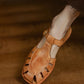 Savana-fisherman-tan-leather-flat-sandals-model