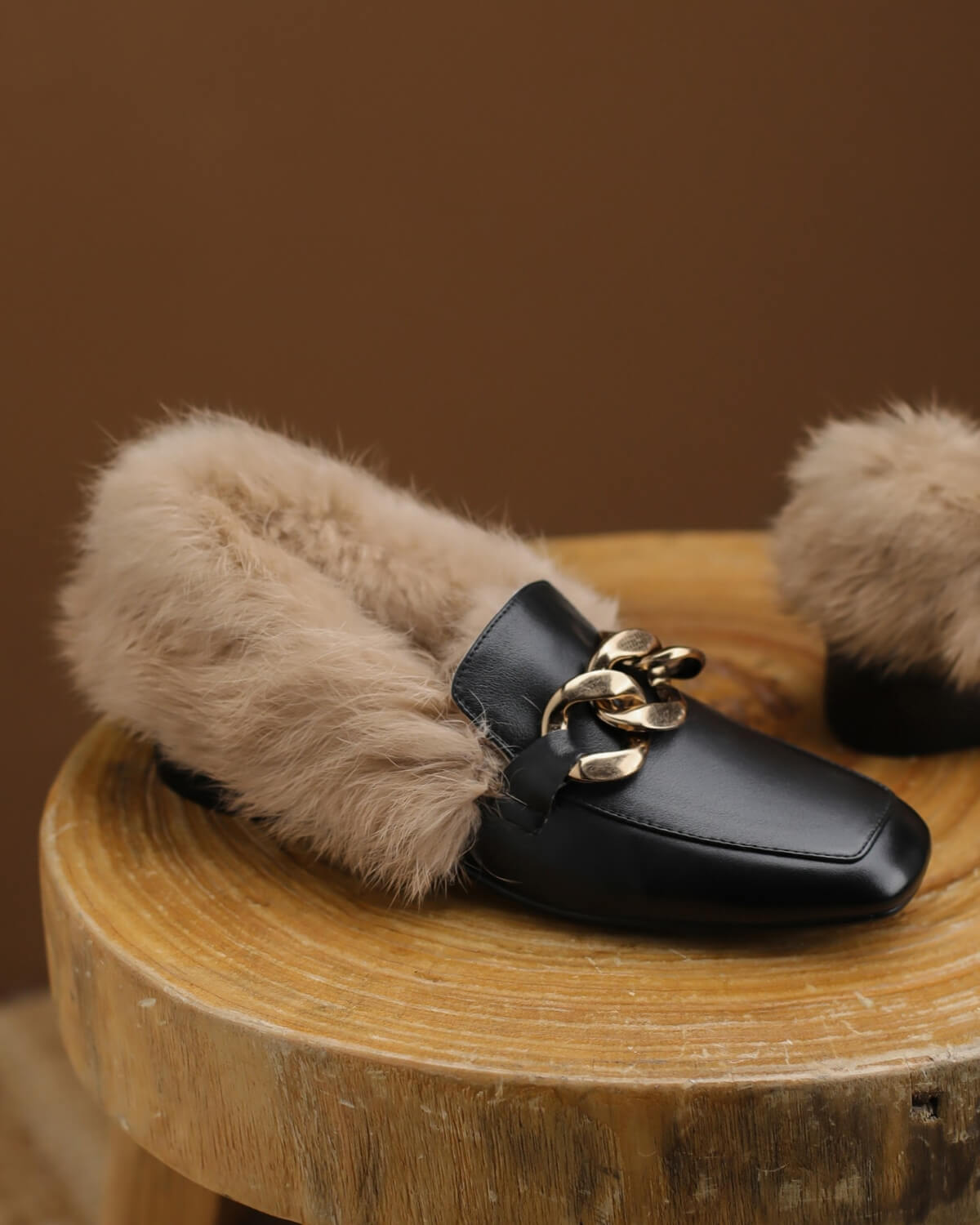 Tusa-Fur-Lined-Black-Loafers-1