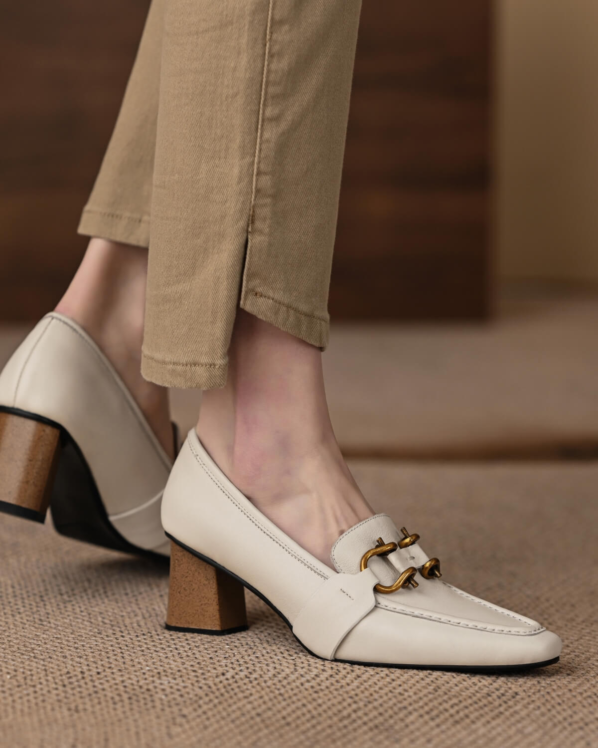 Vala-White-Leather-Block-Heel-Loafers-Model