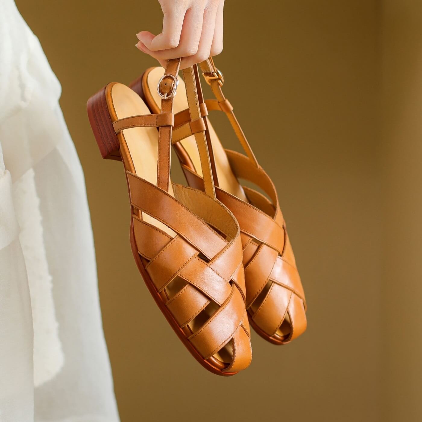 Womens tan sale leather sandals