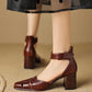 Verna-Square-Toe-Brown-Leather-Ankle-Strap-Heels-Model