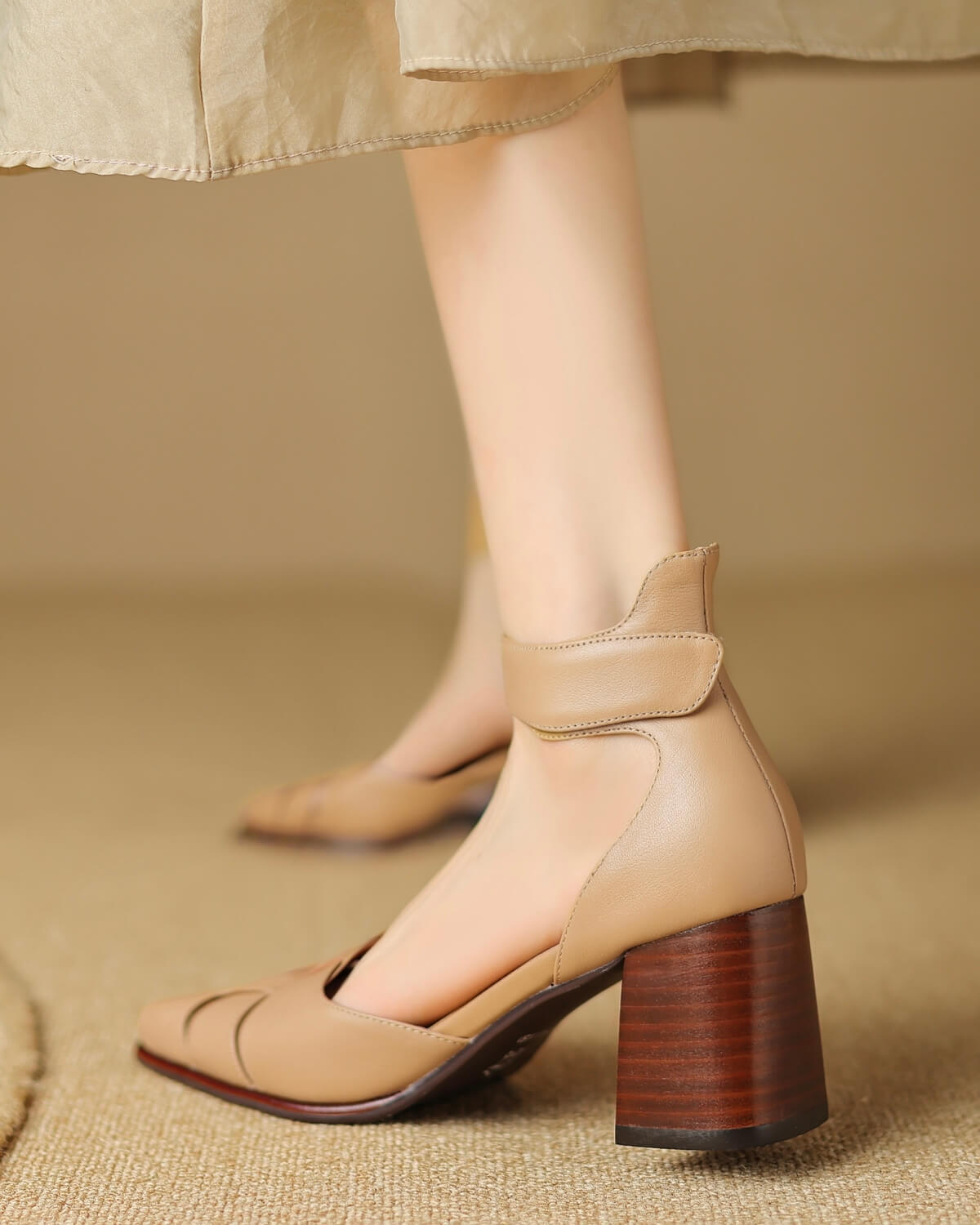Vaneli Brown Leather Peeptoe Heels with Buckle | Peep toe heels, Heels, Brown  leather