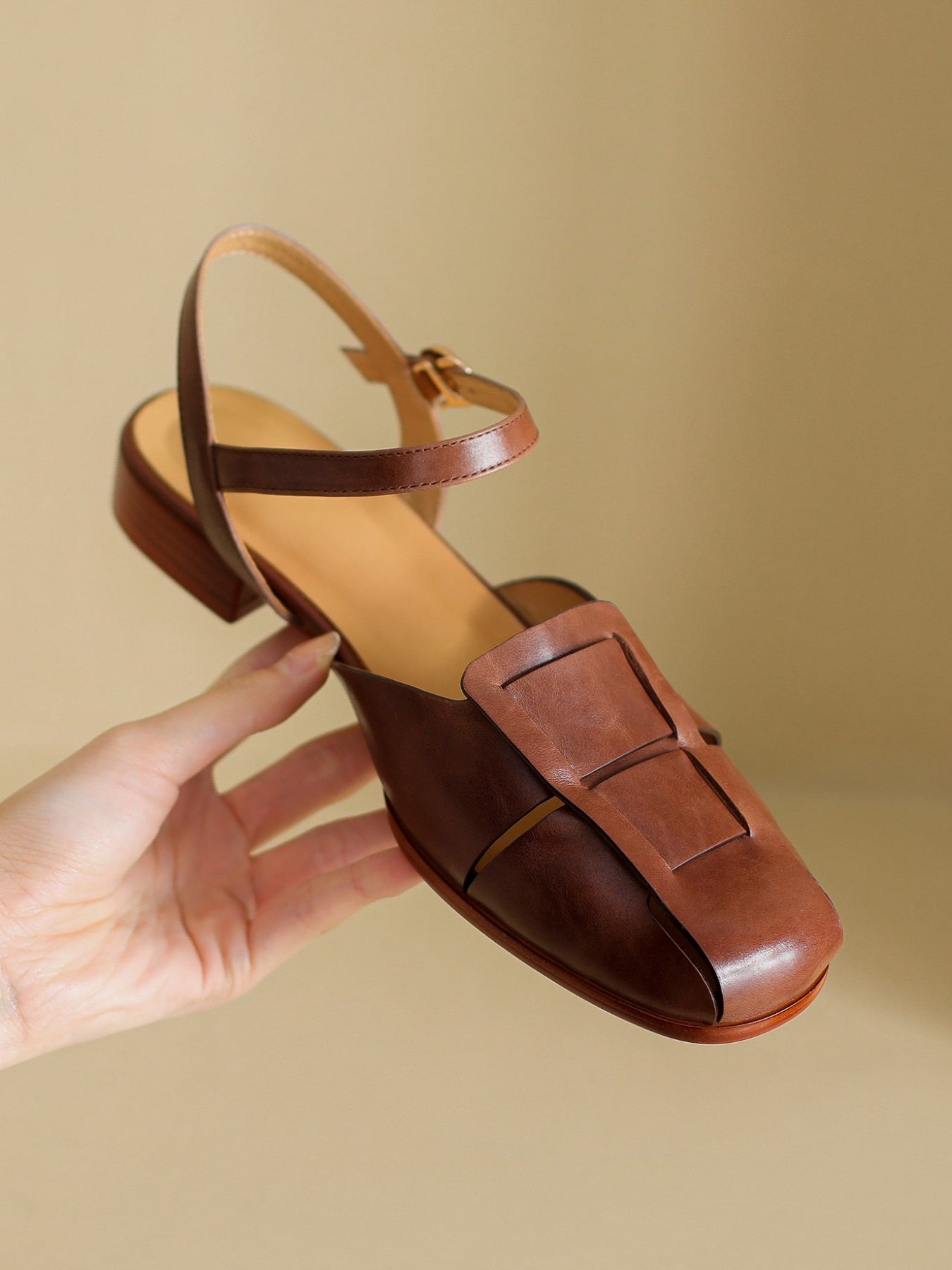 Cognac Leather Sandals - Ankle Strap Sandals - Toe-Loop Sandal - Lulus